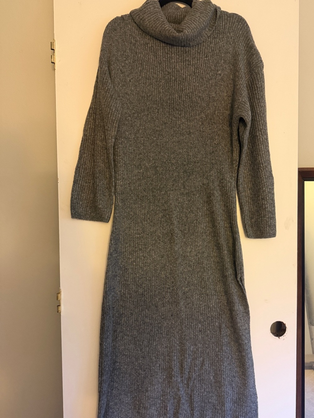 Abercrombie & Fitch Grey Ribbed Turtleneck Midi Dress
